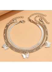 Silvery White Alloy Butterfly Anklet Set
