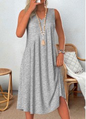 Patchwork Light Grey Marl A Line Sleeveless Dress