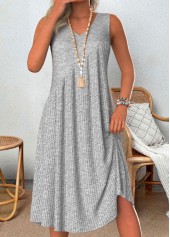 Patchwork Light Grey Marl A Line Sleeveless Dress