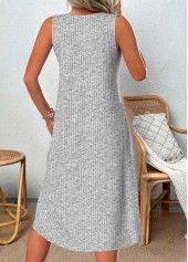 Patchwork Light Grey Marl A Line Sleeveless Dress