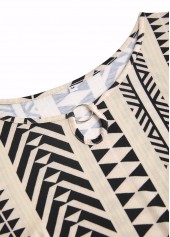 Striped Circular Ring Light Camel A Line Sleeveless Dress