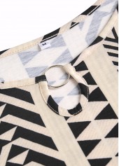 Striped Circular Ring Light Camel A Line Sleeveless Dress