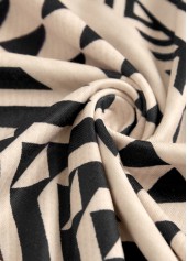 Striped Circular Ring Light Camel A Line Sleeveless Dress