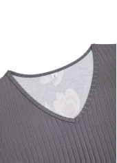 Floral Print Patchwork Dark Grey A Line Sleeveless Dress