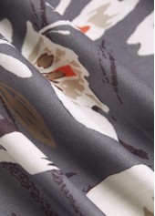 Floral Print Patchwork Dark Grey A Line Sleeveless Dress