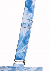 Floral Print Bowknot Dusty Blue One Piece Swimwear