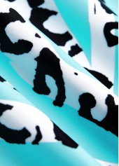 Animal Print Ruffle Cyan Tankini Set