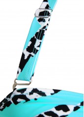 Animal Print Ruffle Cyan Tankini Set