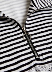 Black Plus Size Circular Ring Striped Long Sleeve Sweatshirt