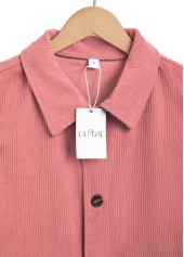 Dusty Pink Turn Down Collar Button Up Corduroy Waistcoat