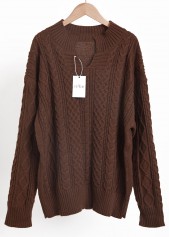 Long Sleeve Split Dark Coffee Sweater