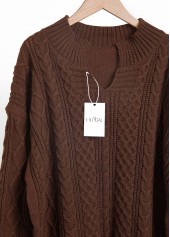 Long Sleeve Split Dark Coffee Sweater