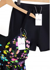 Floral Print Surplice Multi Color Swimdress and Shorts