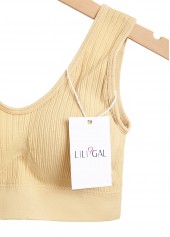 Skin Color Stretch Scoop Detail Bra