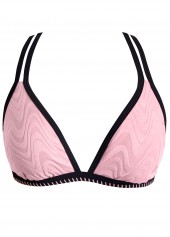 Jacquard Contrast Binding Light Pink Bikini Set