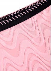Jacquard Contrast Binding Light Pink Bikini Set