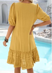 Embroidery Ginger A Line Half Sleeve Round Neck Dress