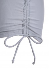 Striped Criss Cross Grey Tankini Set