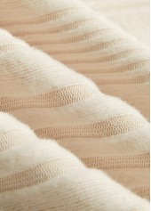 Plus Size Beige Embroidery Striped Long Sleeve T Shirt