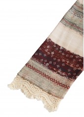 Plus Size Beige Embroidery Striped Long Sleeve T Shirt