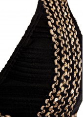 Tie Patchwork Jacquard Black Bikini Set