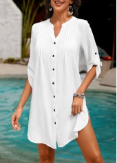 Button Detail White Color Cover Up