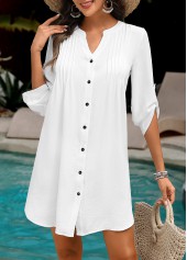 Button Detail White Color Cover Up