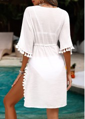 Half Sleeve Embroidery White Cover Up