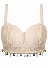 High Waisted Tie Beige Bikini Set