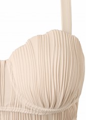 High Waisted Tie Beige Bikini Set