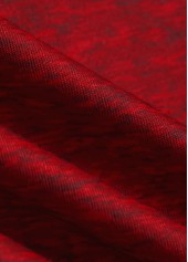 Heart Print Patchwork Red Long Sleeve T Shirt