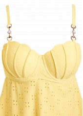 Yellow Jacquard Detail Bandeau Tankini Set