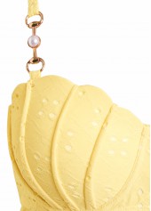 Yellow Jacquard Detail Bandeau Tankini Set