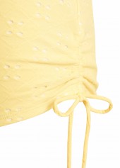 Yellow Jacquard Detail Bandeau Tankini Set