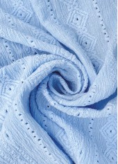 Lace Light Blue Short Sleeve Split Neck Blouse