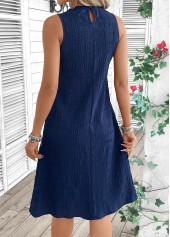 Navy A Line Sleeveless Round Neck Dress