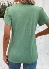 Sage Green Short Sleeve V Neck T Shirt