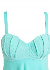 Jacquard Square Neck Mint Green One Piece Swimdress