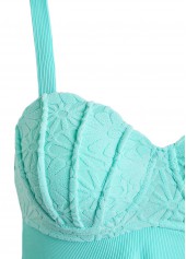 Jacquard Square Neck Mint Green One Piece Swimdress