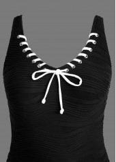 Tie Jacquard Black One Piece Swimdress