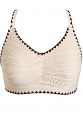 Ruched V-Neck Light Camel Bikini Set