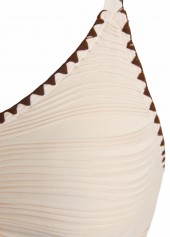 Ruched V-Neck Light Camel Bikini Set