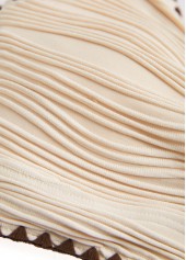 Ruched V-Neck Light Camel Bikini Set