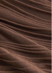 Ruched V-Neck Light Camel Bikini Set