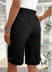 Black Elastic Waist High Waisted Shorts