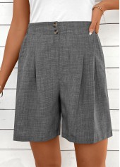 Dark Grey Marl Straight Leg High Waisted Shorts