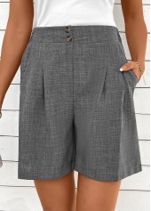 Dark Grey Marl Straight Leg High Waisted Shorts