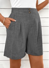 Dark Grey Marl Straight Leg High Waisted Shorts