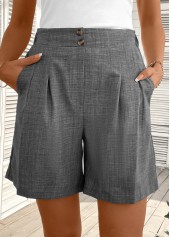Dark Grey Marl Straight Leg High Waisted Shorts