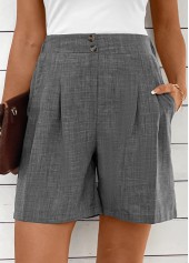 Dark Grey Marl Straight Leg High Waisted Shorts